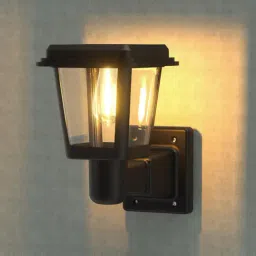 Xergy Black Plastic Solar Outdoor Wall Mount Lantern Sconce Porch Light-picture-2