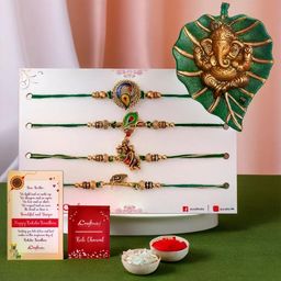 eCraftIndia Set Of 5 Rakhi With Wall Hanging Gift Set-image-19