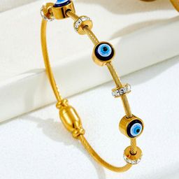 DressBerry Gold-Plated American Diamond Bangle-Style Bracelet-image-79