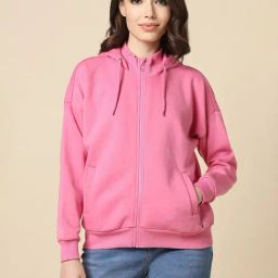 Allen Solly Pink Cotton Regular Fit Hoodie-image-87