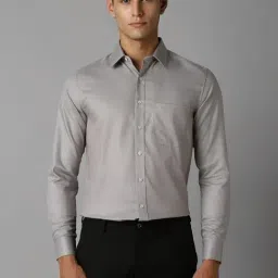Louis Philippe Grey Cotton Slim Fit Printed Shirt-picture-20