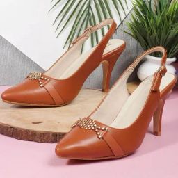 Carlton London Women's Tan Sling Back Stilettos-picture-20