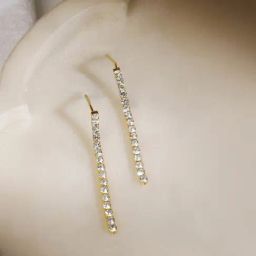 Accessorize London CZ Tennis Chain Drop Earrings for Women-image-7