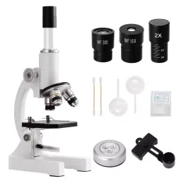 amicivision Laboratory Microscope With Multiple Objective Lenses 2400x Monocular Optical Aluminum 489 g-24