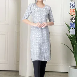 7Threads Women Pack of 6 Ethnic Motifs Printed Round NeckKurta-image-12