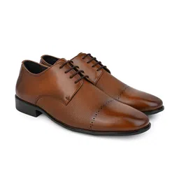 House of Pataudi Men Textured Formal Derby Shoes-image-18
