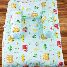 Mittenbooty Baby Bolster Bed Set Bus Print-Green-15