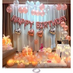AMFIN Happy Birthday Foil Balloon Birthday Decoration Kit Rose Gold - Pack of 45-image-42