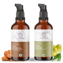 T&H Organics 100% Pure Organic Virgin Olive Oil and Sweet Almond Oil Combo Pack Of 2- 100 ml each-4