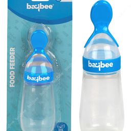 Baybee Squeezy Silicone Food Feeder Bottle with Spoon BPA Free Baby Feeder Fruit Rice Cereals Puree Feeding Bottle 90 ml - Blue-22