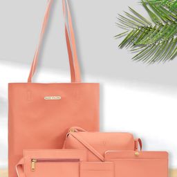 Bagsy Malone Women's Vegan Leather Stylish Tote Bag Pack of 5 | Ladies Purse Handbag-7