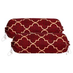Kuber Industries Bolster CoverSoft Cotton Bolster Cover SetDiwan Round Bolster Pillow CoversLuxurious Lattice Print Roll Masand Cover16x32 InchPack of 2,Red,-image-2