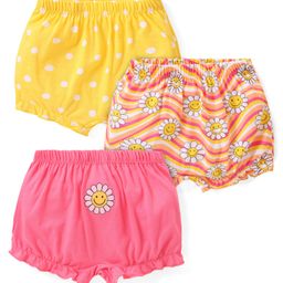 Babyhug 100% Cotton Knit Bloomers with Polka Dots & Floral Print  Pack of 3 - Multicolour-image-67