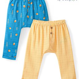 Babyoye 100% Cotton Organic Woven Full Length Diaper Leggings Nut Print Pack of 2 - Multicolour-image-89