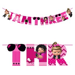 Zyozi Boss Baby Girl Theme 3rd Birthday Banner for Baby Girl Pink-image-40