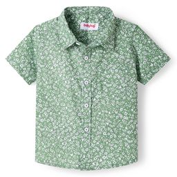 Babyhug Cotton Woven Half Sleeves Shirt with Floral Print - Green-image-12