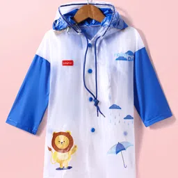 Babyhug Full Sleeves Below Knee Length Raincoat With Lion Print - Royal Blue-picture-12