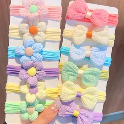 SYGA Pack of 12 Flower and Bow Hair Tie - Multicolor-picture-18