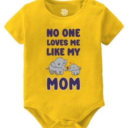 Baby Buzz Mothers Day Theme 100% Cotton Half Sleeves No One Loves Me Like My Mom Text Printed Onesie - Yellow-image-61