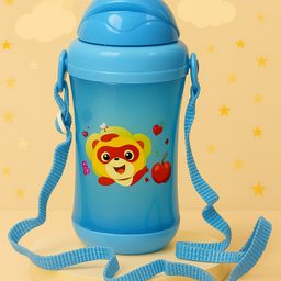 The Cheeky Kidzz Baby Premium Unbreakable Feeding Straw Printed Sipper Water Milk Liquids With Strap Feeder 320 ml Bottle BPA Free (1-5 Years)(Blue)-20