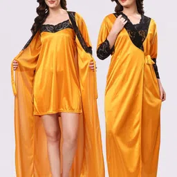 NIGHT KEYS Solid Short Sleeves Maxi Sweat Nightdress-picture-35