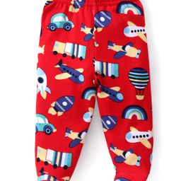 Babyhug Interlock Knit Striped Bootie Leggings with Vehicle & Text Print Pack of 3 - Multicolour image 2