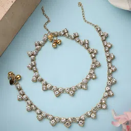 ANIKAS CREATION Gold-Plated Kundan Anklet-28