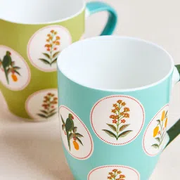 Chumbak White & Green 2 Pieces Printed Matte Mugs 330 ml image 3