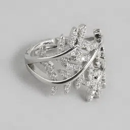 DressBerry Women Stone-Studded Leaf-Shaped Adjustable Finger Ring-image-20