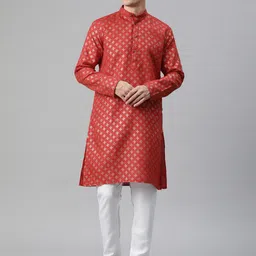Luxrio Men Ethnic Motifs Printed Mandarin Collar Regular Kurta with Pyjamas-picture-14