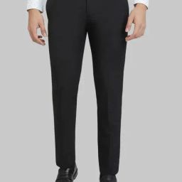 Park Avenue Black Slim Fit Self Pattern Trousers-image-28