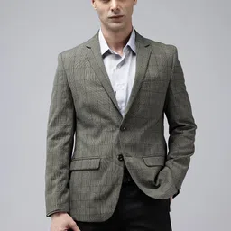 Park Avenue Slim Fit Checked Single-Breasted Formal Blazer-picture-53
