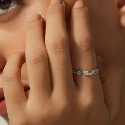 Mabel 92.5 Sterling Silver Rhodium-Plated Brick Layer Adjustable Band Ring-image-2