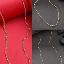 NVR Women's Gold-Plated Minimal Chain - Set of 3 image 1