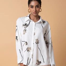 SHOWOFF White Floral Print Oversized Shirt-image-36