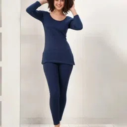 LUX Inferno Navy Plain Top Leggings Set-picture-3