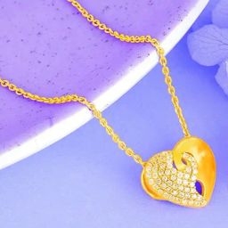GIVA 925 Silver Golden Zircon Sparkling Heart Pendant with Link Chain-image-82
