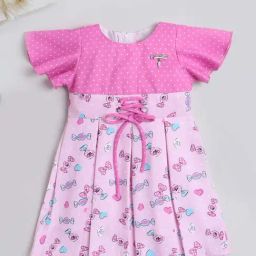 The Magic Wand Kids Pink Printed Dress-image-59