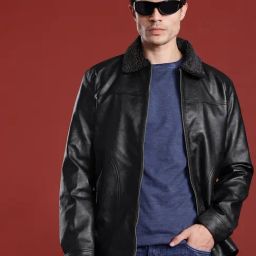 Leather Retail Black Faux Leather Regular Fit Solid Jacket-picture-21