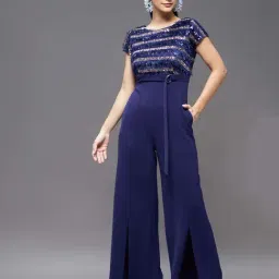 Miss Chase Blue Embellished Jumpsuit-image-37