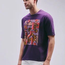 Dillinger Purple Loose Fit Printed T-Shirt-image-1