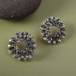 Sohi Women's Opal Opulence Stud Earrings  Topaz Blue-image-3