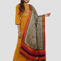 Saree Mall Beige & Pink Printed Dupatta-image-92