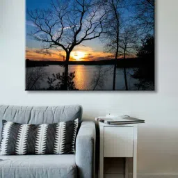 999store Blue & Black Sunset Tree Canvas Painting-image-41