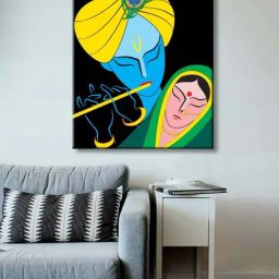 999store Black & Yellow God Radha & Krishna Canvas Painting-image-17