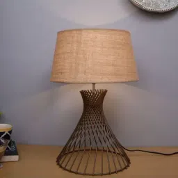 Homesake Beige & Brown Metal Spiral Base Table Lamp - Set of 1-29