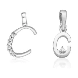 Taraash 92.5 Sterling Silver 'C' & 'C' Initial Letter Couple Pendants-30
