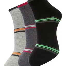 Dollar Multi Cotton Free Size Striped Socks - Pack of 3-48