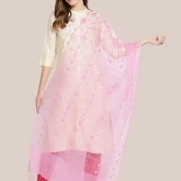 Dupatta Bazaar Baby Pink Woven Pattern Dupatta-35
