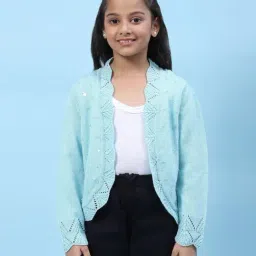 Biba Kids Powder Blue Embellished Full Sleeves Shrug-image-20